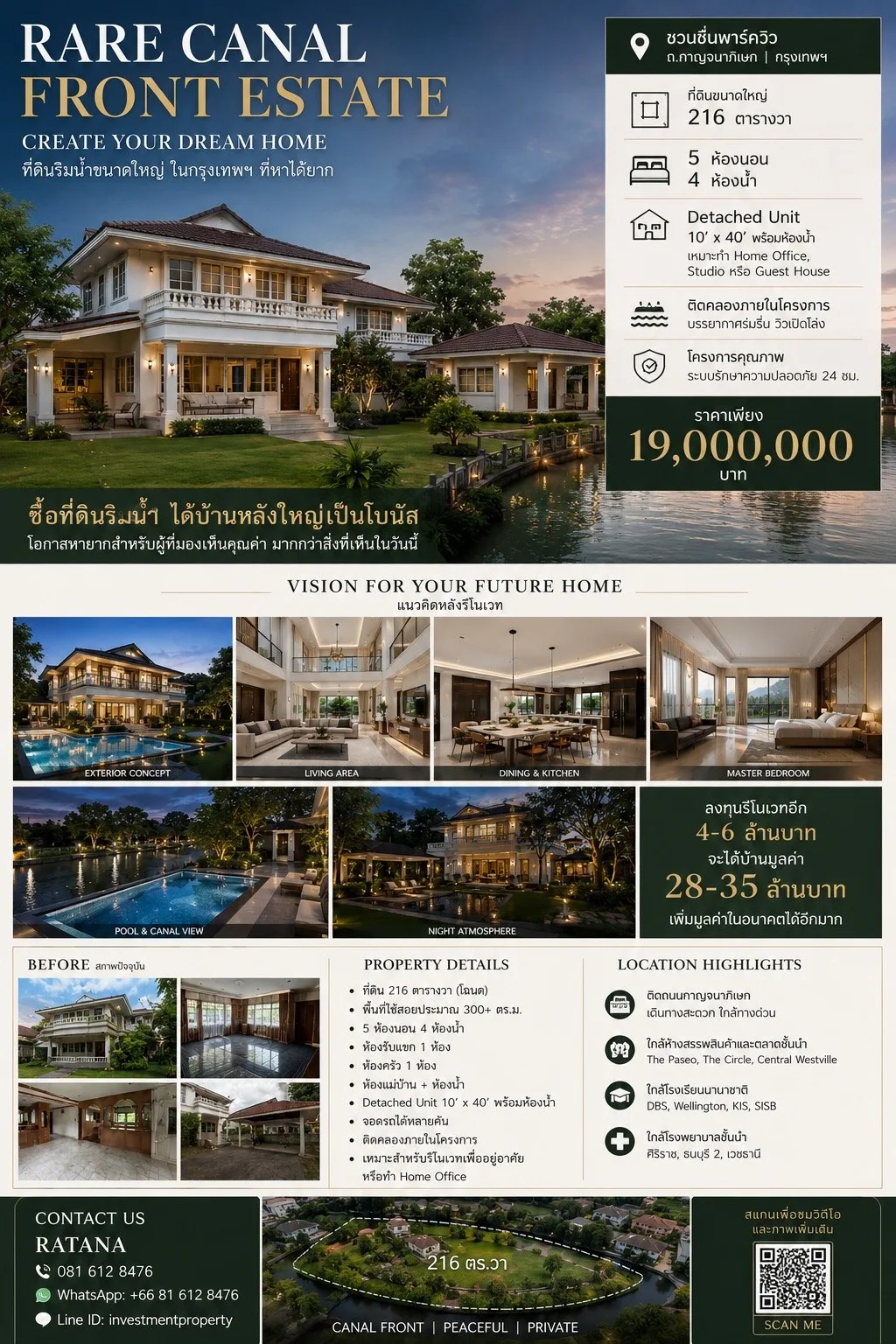 RARE CANAL-FRONT ESTATE IN BANGKOK | 216 SQ.WAH for sale